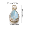 Colgante de gota en circón azul claro con acabado dorado y halo de cristales de 19x10mm - Estilo Gota de Agua Azul Claro
