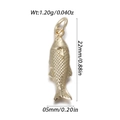 Golden fish pendant charm with scale texture and cubic zirconia inlay, 22mm size - Engraved Small Fish Pendant (YSN173-03)
