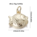 Golden fish charm pendant in marine style with scales and 15mm by 13mm dimensions - Wide Body Engraved Fish Pendant (YSN173-06)