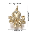 Miniature gold octopus pendant with blue gemstone inlay and detailed sea life engraving - Blue Rhinestone Octopus Pendant (YSN173-10)