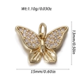 Exquisite gold butterfly charm with zircon stones, measuring 15mm width and 13mm height - Full Rhinestone Butterfly Pendant (YSN173-15)