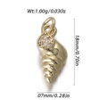 Golden shell pendant with sparkling zircons measuring 18mm by 7mm for DIY jewelry - Rhinestone Inlaid Shell Strip Pendant (YSN173-18)