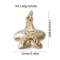 Detailed golden starfish pendant showing 15mm by 12mm dimensions and 1g weight - Granular Textured Sea Star Pendant (YSN173-19)