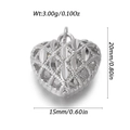 Silver hollow heart charm pendant with intricate mesh design and metallic accents - Silver Hollow Heart (YSN174-04)