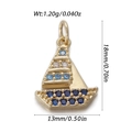 Classic gold sailboat pendant with blue and white crystals for necklaces and bracelets - Sailing Boat Style (YSN174-13)