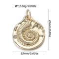 Golden spiral ammonite shell pendant with handcrafted texture and closed ring loop - Spiral Conch Pendant (YSN174-15)