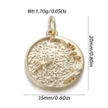 Classic vintage gold plated brass moon and star relief pendant with size measurements - Vintage Star Moon Disc (YSN174-16)