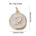Gold-plated round pendant featuring white enamel inlay and embossed dolphin design - Dolphin Shell Pendant (YSN174-17)