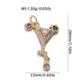 Golden cocktail glass pendant with pink gemstones and drop crystal charm details - Cocktail Glass Pendant (YSN174-18)