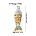 Pendente lisca di pesce placcato oro con smalto arancione e blu e pietra rossa - Stile Pesce Rosso Grande Rigato Bianco Blu Arancione (YSN172-C1)