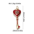 Gold key pendant with red heart gemstone and enamel detailing for necklaces - Red Heart Key (YSN174-20)