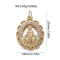 Virgin Mary heart pendant in gold finish with white rhinestones, 25mm x 18mm size - Virgin Mary Pendant (YSN174-21)