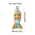 Ciondolo carpa koi in smalto bianco con strisce arancioni e blu per gioielli fai da te - Stile Pesce Rosso Piccolo Rigato Bianco Blu Arancione (YSN172-C3)