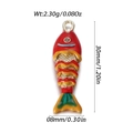 Ciondolo carpa koi in smalto colorato rosso e giallo, dimensioni 30mm per 8mm - Stile Pesce Rosso Grande Sfumato Rosso Giallo Verde (YSN172-D1)