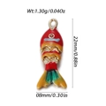Ciondolo a forma di pesce rosso in smalto colorato, 22mm, con occhi in gemma rossa - Stile Pesce Rosso Piccolo Sfumato Rosso Giallo Verde (YSN172-D3)