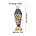 Pendente carpa koi in smalto blu e oro per collane fai da te con anello in metallo 30mm - Stile Pesce Rosso Grande Sfumato Blu Bianco Giallo (YSN172-E1)