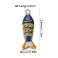 Ciondolo a forma di pesce rosso in smalto blu e giallo con placcatura in oro e occhio rosso - Stile Pesce Rosso Medio Sfumato Blu Bianco Giallo (YSN172-E2)