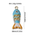 Ciondolo a forma di pesce rosso blu e arancione in lega con strisce dorate e misure - Stile Pesce Rosso Piccolo Rigato Blu Chiaro Giallo Bianco (YSN172-F3)