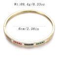 Gold-tone vintage hinged bracelet featuring colorful zircon rectangular gemstones - Multicolor Zircon Hinge Style (YJC-B-11)