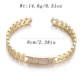 Cuban link open gold bangle with rectangular micro-pave zircons weighing 14.6 grams - Curb Link Pave Style (YJC-C-08)