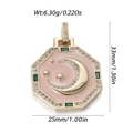 Bohemian tarot charm with pink enamel moon and star in gold finish with measurements - Pink Octagon Moon Star (YSN181-02)