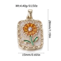 Bohemian tarot style sunflower pendant with gold metal frame and central pearl accent - Gold Rectangle Sunflower (YSN181-03)