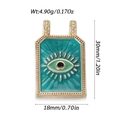 Evil Eye Bohemian Tarot Pendant in gold-plated copper with green enamel and measurements - Cyan Rectangle Evil Eye (YSN181-05)