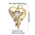 Ciondolo cuore di lava dorato 14k con zircone e specifiche del materiale in rame - Cuore di Zircone Fluido di Lava (51)