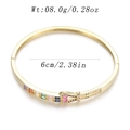Minimalist gold open cuff bracelet with rainbow zircon buckle design and metallic finish - Belt Buckle Rainbow Open Style (YJC-D-05)