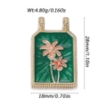 Green tarot flower pendant in gold finish with dimensions 28mm by 18mm and 4.80g weight - Dark Green Rectangle Double Flowers (YSN181-07)