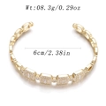 Minimalist gold-plated open bracelet with pave-set zircon stones, weight 8.3g, width 6cm - Pave Square Zircon Open Style (YJC-D-08)
