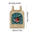 Vintage gold hummingbird tarot pendant with teal enamel background and stars, 28mm x 18mm - Dark Cyan Rectangle Hummingbird (YSN181-08)