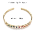 Gold plated open bangle featuring multi-colored cubic zirconia pave butterfly accents - Multicolor Gemstone Open Style (YJC-D-12)