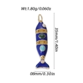 Blue enamel koi fish pendant in 14k gold-plated brass with decorative bead accents - Deep Blue Green White Articulated Fish (YSN176-20)