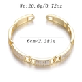 Golden open cuff bracelet with pavé-set clear zircon crystals and size measurements - Pave Zirconia Open Style (YJC-D-13)