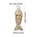Golden koi fish pendant with red gemstone eye and detailed scale texture, 25mm x 7mm charm - Gold Mesh Scale Small Fish (YSN176-21)
