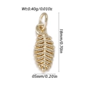 Bohemian 14k gold leaf pendant charm with dimensions 18mm by 5mm and 0.40g weight - Leaf Style (YSN186-02)