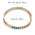 Gold-plated cuff bracelet featuring rainbow cubic zirconia inlays and a 6cm inner diameter - Rainbow Pave Ring Style (YJC-E-02)