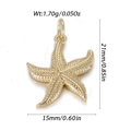 Gouden zeester hanger met korrelige textuur en afmetingen 21mm bij 15mm - Zeester Stijl (YSN185-01)