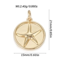 Golden round starfish pendant charm with beaded edge for DIY jewelry making 21mm - Round Starfish Relief Pendant (39)
