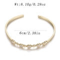 Golden open bangle with five inlaid round cubic zirconia stones and 6cm inner diameter - Five-Diamond Simple Gold Style (YJC-E-10)