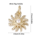 Bohemian 14K gold plated copper sun pendant with central pearl for DIY jewelry crafts - Sun Pearl Style (YSN186-11)