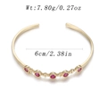Golden bangle featuring five red zircon stones and vintage beaded edge decoration - Five Ruby Vintage Style (YJC-E-11)