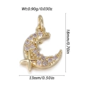 Gold-plated crescent moon and star charm pendant with clear cubic zirconia pavé setting - Moon and Stars Style (YSN186-12)
