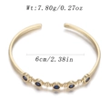 Gold-plated geometric clasp bangle featuring five deep blue zircon stones, 6cm diameter - Five Blue Gem Vintage Style (YJC-E-13)