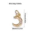 14k gold plated crescent moon pendant with five inlaid white zircons and measurements - Crescent Rhinestone Style (YSN186-13)