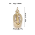 14K gold plated bohemian sun charm with zircon stones, 13mm height, 1.3g weight - Bean Pod Rhinestone Style (YSN186-14)