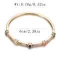 Golden bangle featuring five large colorful round gemstones and pavé zircon accents - Five Large Multicolor Gem Row Style (YJC-E-18)