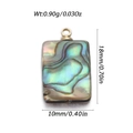 Iridescent rectangular shell charm with gold loop, size 18x10mm for DIY jewelry - Abalone Shell Iridescent Rectangle (YSN179-12)