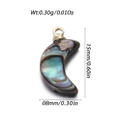 Iridescent natural white shell crescent moon charm with golden metal ring for DIY jewelry - Abalone Shell Iridescent Moon (YSN179-15)